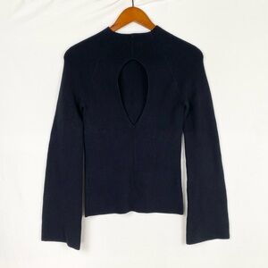 Banana Republic Merino Cutout Sweater Flared Sleeves Ribbed Knit Funnel Neck